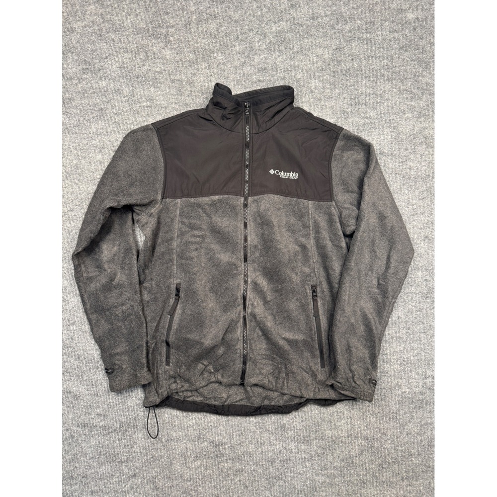 Columbia Field Gear Fleece Jacket Mens Large Grey Black Full Zip Interchange L
